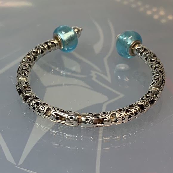 FILIGREE + HANDMADE LAMPWORK BANGLE 5.5 cm diameter - Picture 3 of 5